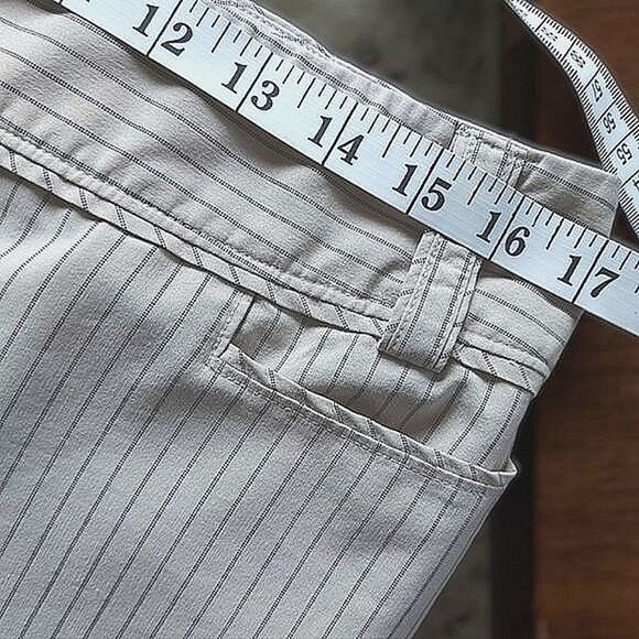 Vtg Tabi cropped mid-rise cream pinstripe summer ankle slacks - Picture 7 of 15